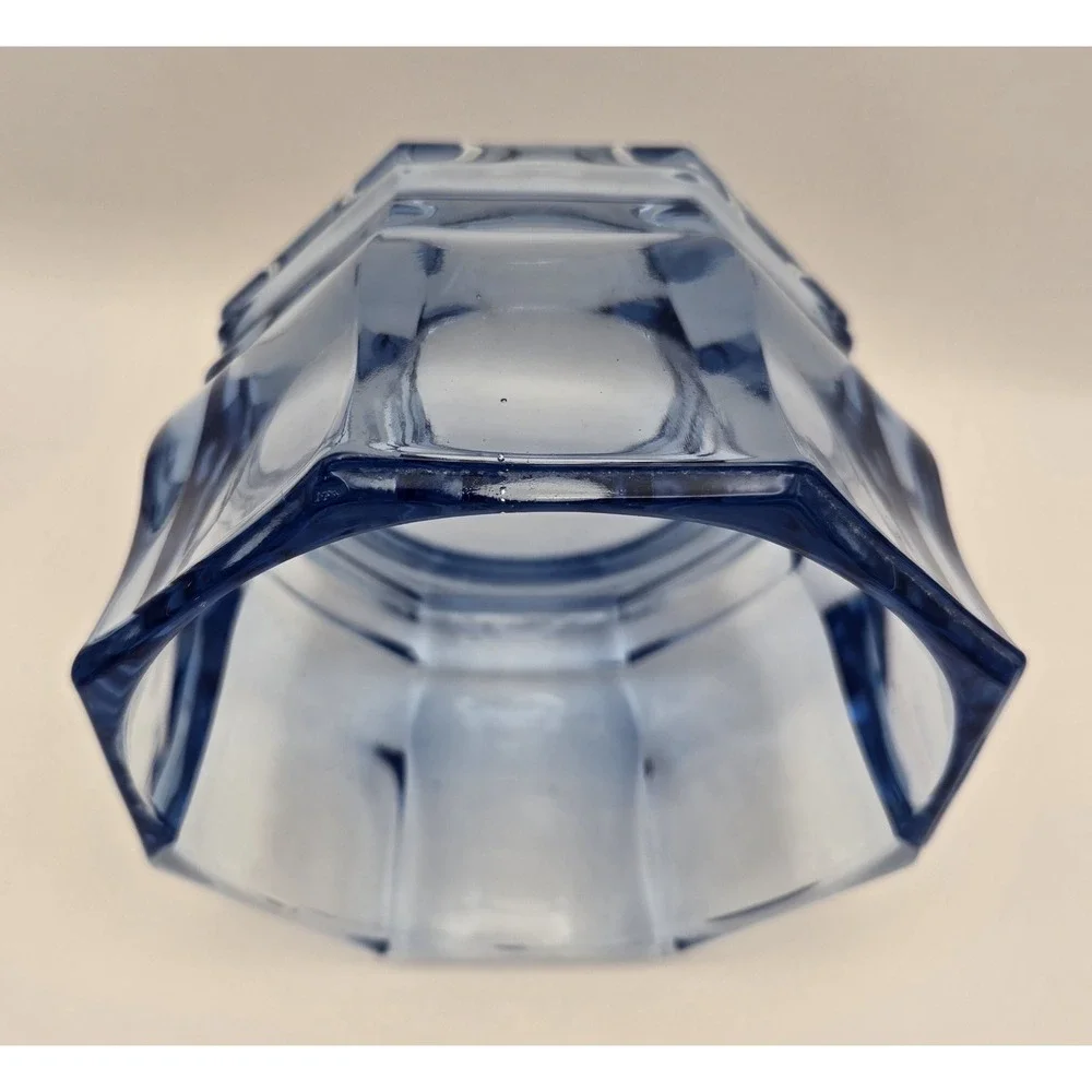 Vintage Ice Blue‎ Heavy Indiana Glass Faceted... Trinket Or Candy Dish
